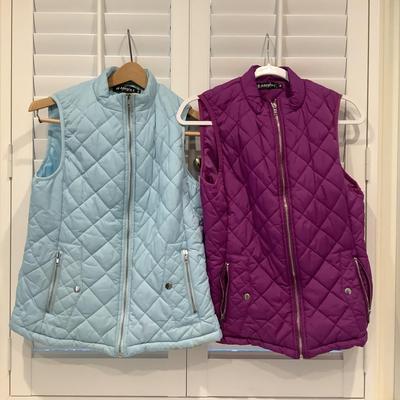8648 Two ALLEGRA K Blue and Purple Ladies Vests Size Med