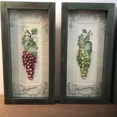 Lot 201. Set of Grape Motif Wall Decor with Silk Grape Vine