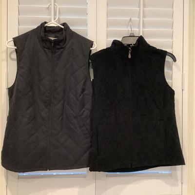 8651 Ladies ORVIS & J. MCLAUGHLIN Black Quilted Vests Size Med