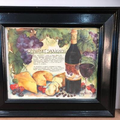 Lot 204. Set of 3 Wine-themed Prints and Silk Grape Vines