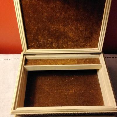 Vintage Jewelry box With Glassed Top and Gold Velvet Interior