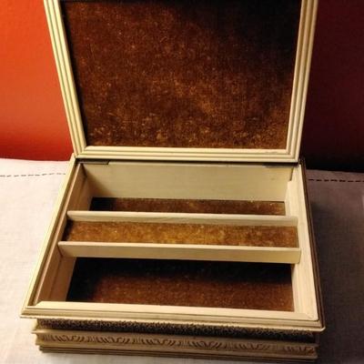 Vintage Jewelry box With Glassed Top and Gold Velvet Interior