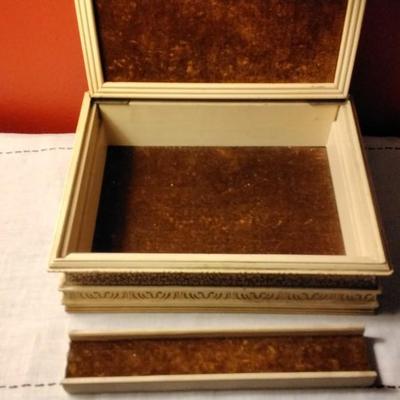 Vintage Jewelry box With Glassed Top and Gold Velvet Interior