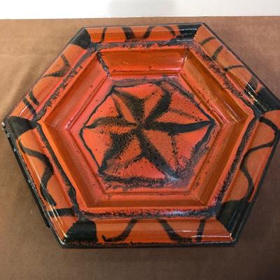 Lot 232. Crewel Embroidery, Basket, Candle & Ceramic Platter