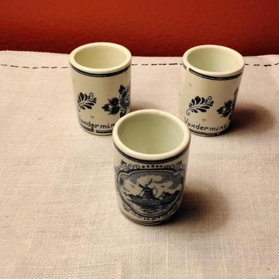 Vintage Set of 3 Delft Holland Shot Cups
