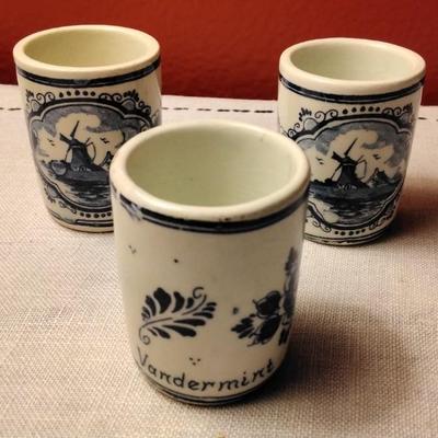 Vintage Set of 3 Delft Holland Shot Cups