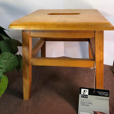 Lot 239. Wood Foot Stool and Silk in Basket