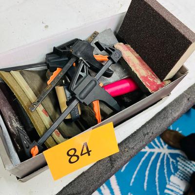 Flat of Clamps and Sand Paper