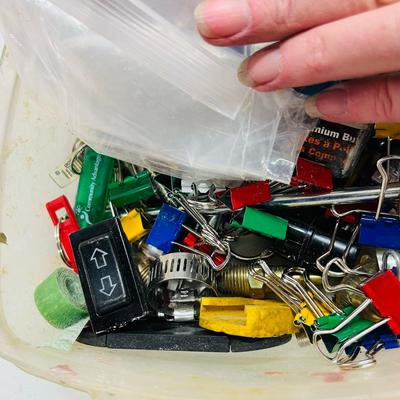 Tub of hardware & misc