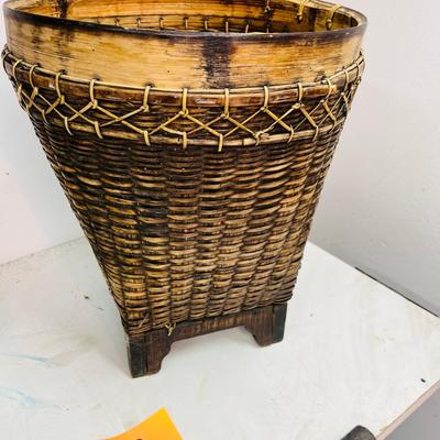 Wicker trash can/ planter
