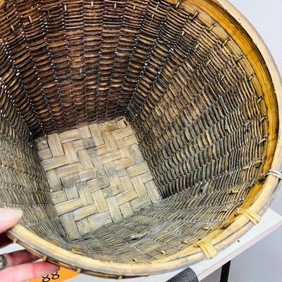 Wicker trash can/ planter