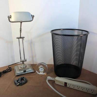 Lot 249. Desk Lamp, Clock, Wastebasket and Magnetic Fidget Sculpture