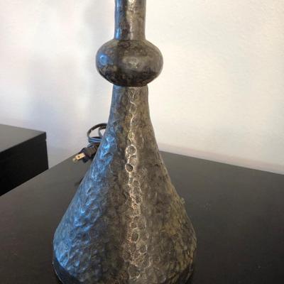 Lot 251. Pair of Hammered Metal Lamps