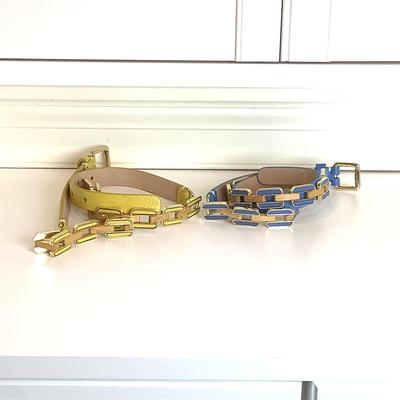 8675 Two J. McLaughlin Gold Leather Link Belts size med