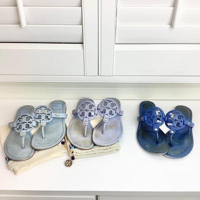 8677 Three Pairs of Gently Worn TORY BURCH Sandals
