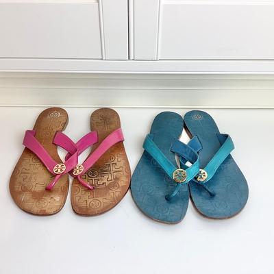 8679 Two Pairs of TORY BURCH Gently worn Flip flops