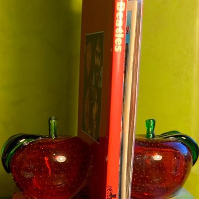 Vintage Murano Glass Fruit Apple Bookends