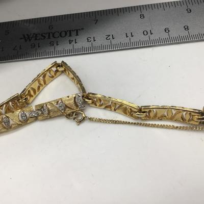 Vintage Brushed Gold Tone Tennis Bracelet