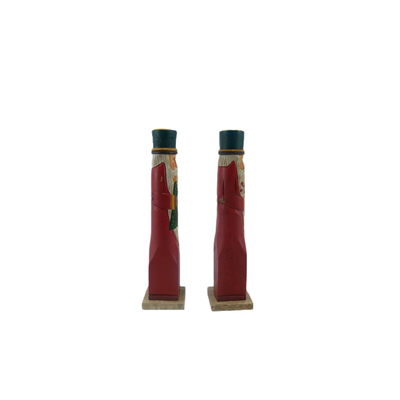 Hand-Carved Santa Candlesticks