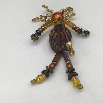 Unique Artisan  Person Glass Beaded Stick Pin  UNIQUE
