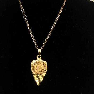 1908 Indian Head Penny Pendant and Chain