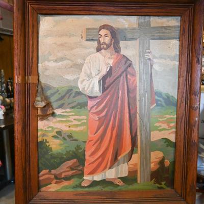 Paint by number JESUS WITH CRUCIFIX Framed