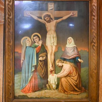 WOMAN WEEPING AT THE CROSS Framed