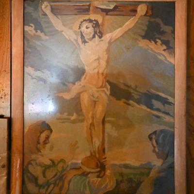 Paint by number JESUS ON THE CROSS WITH WOMAN  Framed