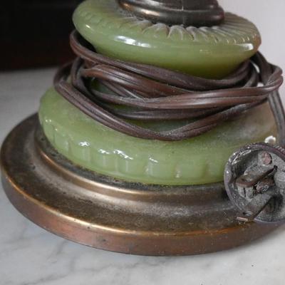 SLAG GLASS TABLE LAMP WITH MARBLE BASE