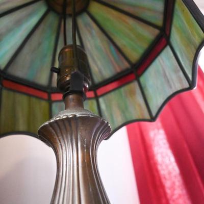 SLAG GLASS TABLE LAMP WITH MARBLE BASE