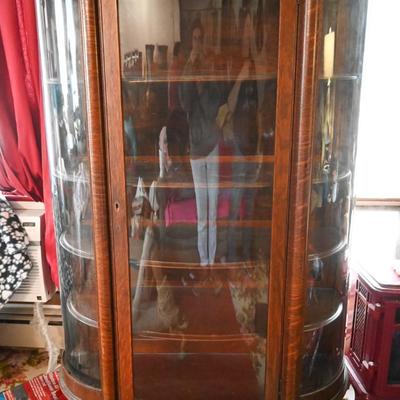 CURVED GLASS CLAWFOOT CURIO CABINET
