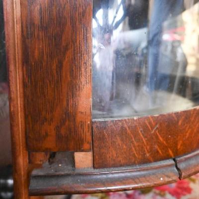 CURVED GLASS CLAWFOOT CURIO CABINET