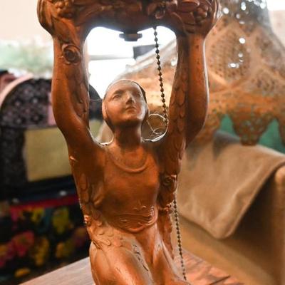 ART DECO METAL GODDESS LAMP