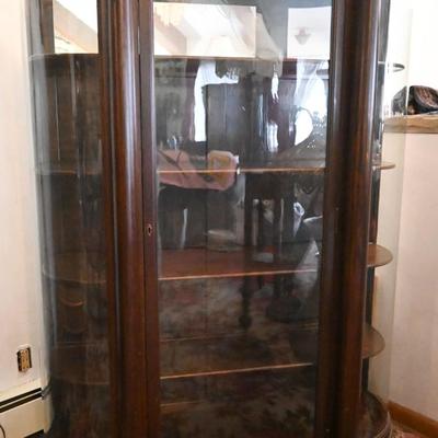 GORGEOUS CURVED GLASS CURIO CABINET