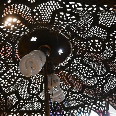MOROCCAN / TURKISH PERFERATED METAL FLOOR LAMP WITH LIGHTED BASE