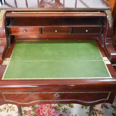 VICTORIAN / COLONIAL DESK  WITH ART THAT FOLDS DOWN BY OPENING DRAWER- COMES WITH KEY