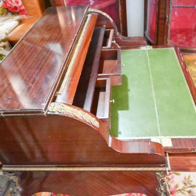 VICTORIAN / COLONIAL DESK  WITH ART THAT FOLDS DOWN BY OPENING DRAWER- COMES WITH KEY