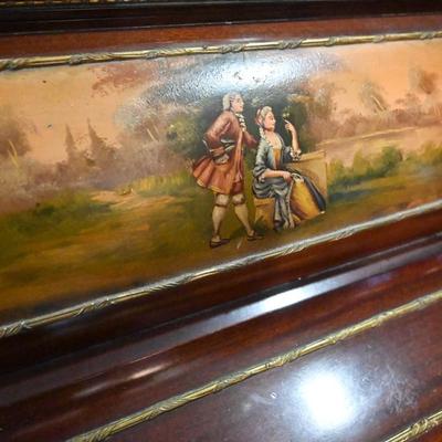 VICTORIAN / COLONIAL DESK  WITH ART THAT FOLDS DOWN BY OPENING DRAWER- COMES WITH KEY