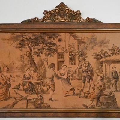 FRAMED TAPESTRY OF VILLAGE CELEBRATION