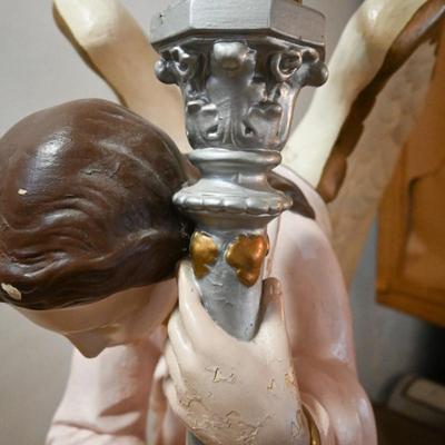 LARGE CHURCH STATUARY OF ANGEL CANDLE HOLDER