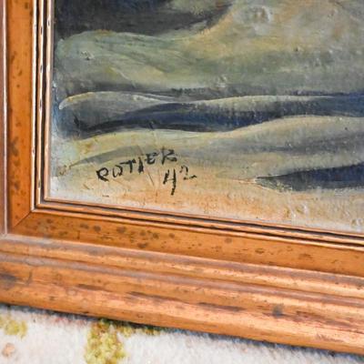 FRAMED OIL PAINTING BY POTIER  - HUNTING SCENE SIGNED POTIER 42