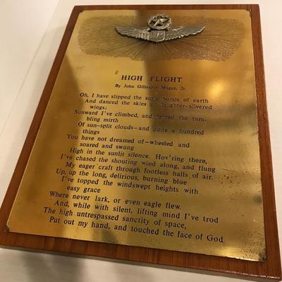 High Flight plaque