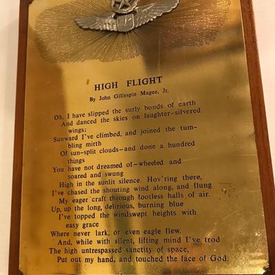 High Flight plaque