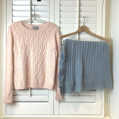 8684 PURE Cashmere Pin Sweater & Peach Couture Cashmere Throw