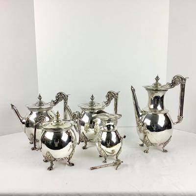 8696 Victorian Silverplate 5-pc Tea Set