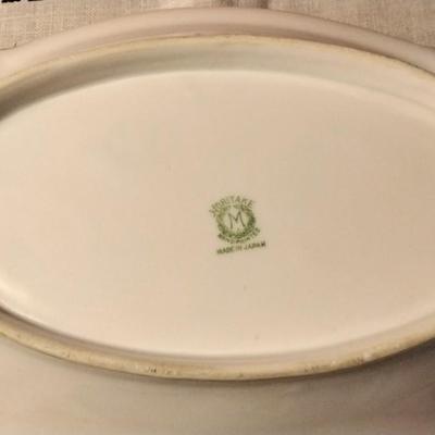 Antique 1921 Noritake 10" Handpainted Handled Oval Serving Bowl