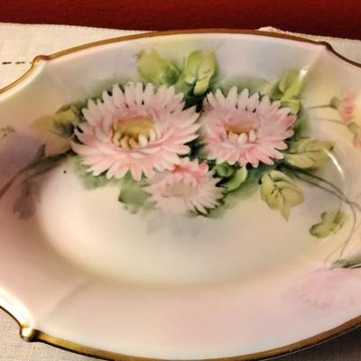 Antique 1921 Noritake 10" Handpainted Handled Oval Serving Bowl