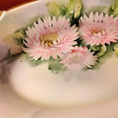 Antique 1921 Noritake 10" Handpainted Handled Oval Serving Bowl