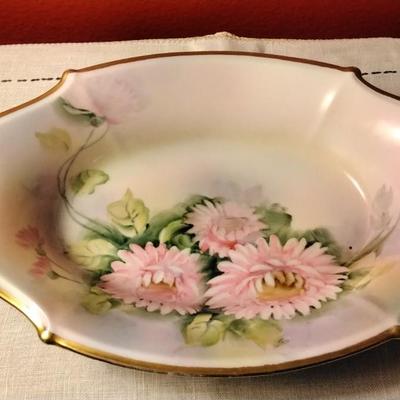 Antique 1921 Noritake 10" Handpainted Handled Oval Serving Bowl