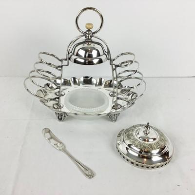 8697 Antique Victorian Silverplate Toast Jelly Server with Bell